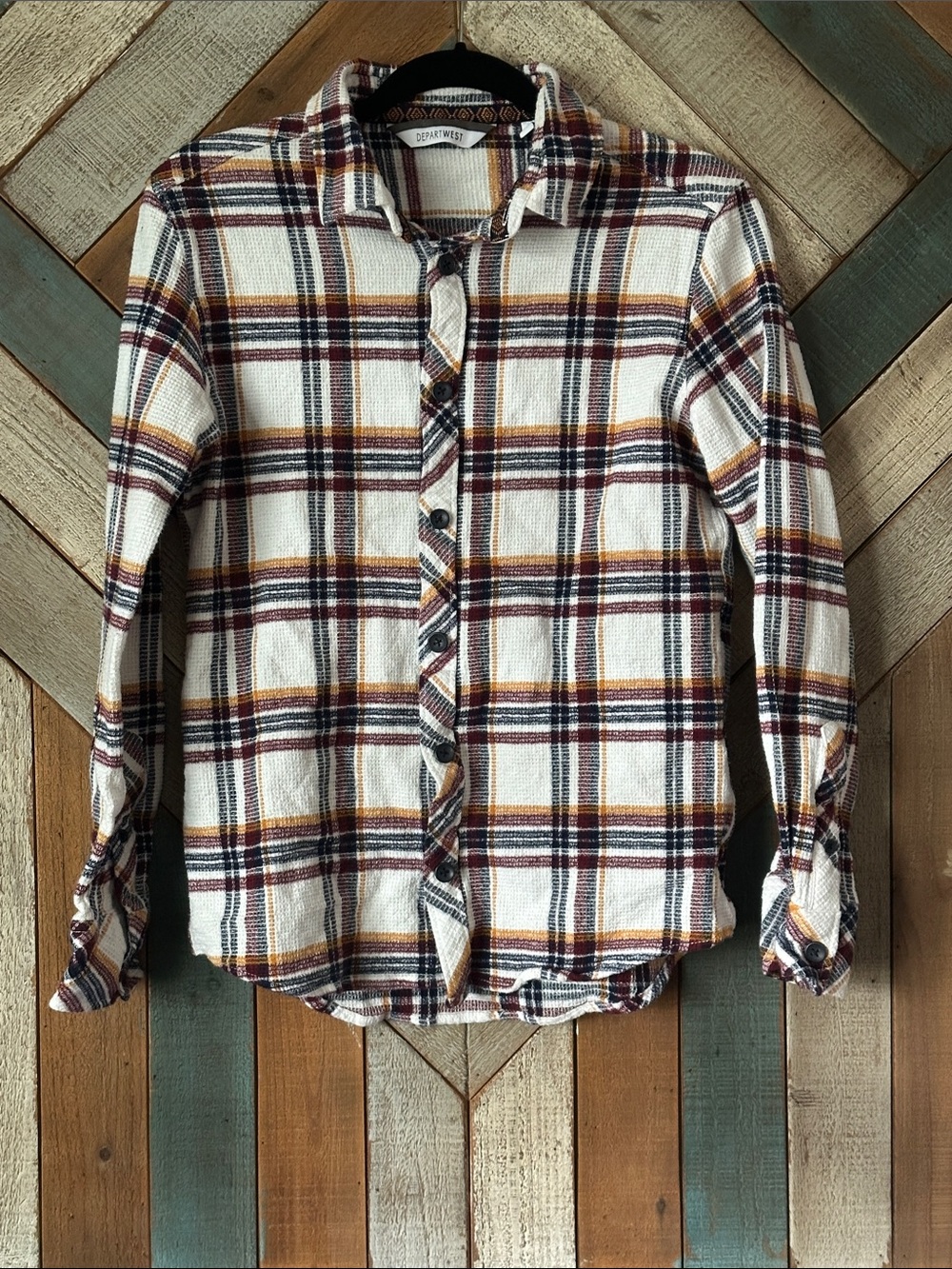 NEW Men’s Plaid Button-Down Shirt - White, Burgundy, Navy & Mustard